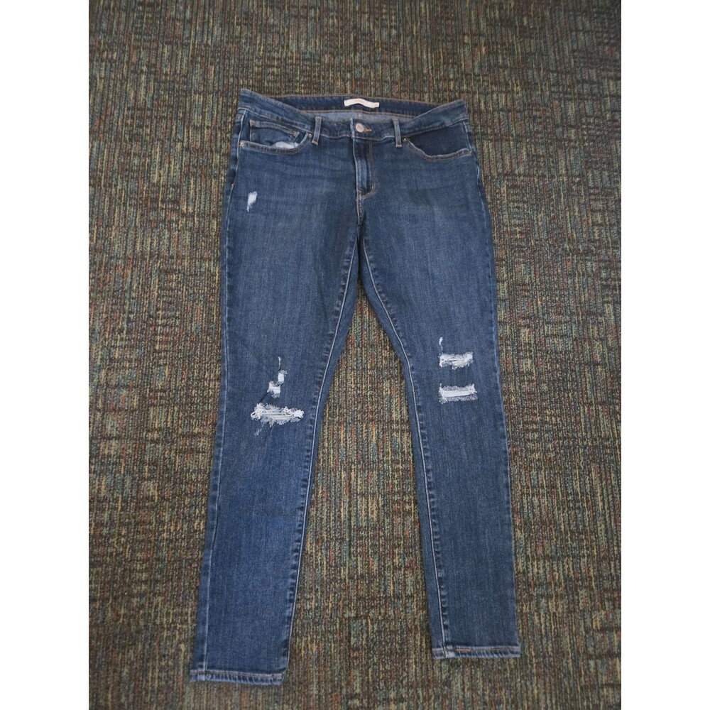 Levi's Women's 711 Skinny Jeans Distressed Blue Denim Size 32 US 12